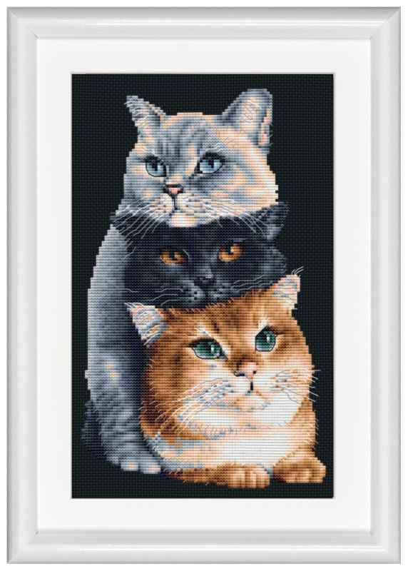 Rakuten - ダッチステッチブラザース クロス・ステッチキット Three Cats 黒のアイーダ14カウント 大人向け DSB015A