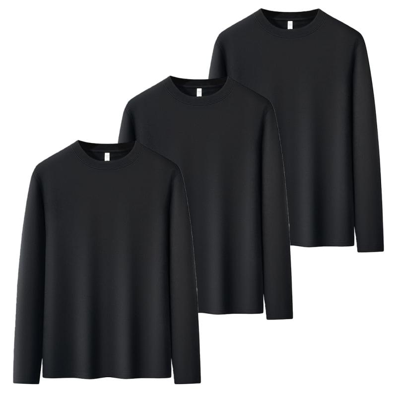 乐天商城 - [AYISTELU] tシャツ メンズ 長袖 3枚組 肉厚生地 裏起毛 ロンT クルーネック 大きいサイズ インナーシャツ 防寒 暖かい 速乾 ストレッチ 肌着 秋冬春 服