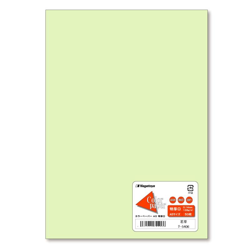 長門屋商店 カラーペーパー ナ-5406 A5特厚口 50枚 わかくさ