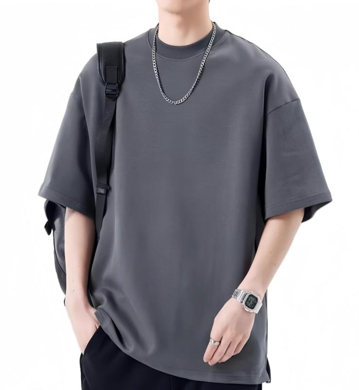[Meritailor] 夏服 メンズ tシャツ 半袖 綿100 スウェット 半袖シャツ 五分袖 速乾性 ビッグt カットソー カジュアル ゆったり おしゃれ 丸襟 快適 軽い 柔らかい 大きいサイズ