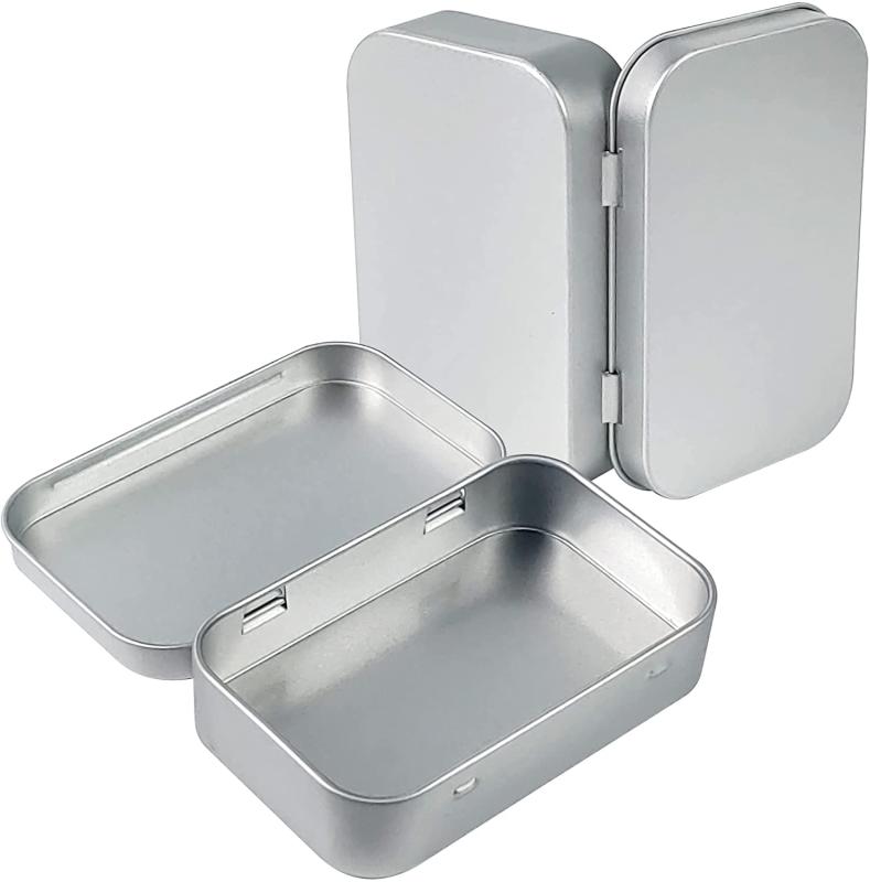 コンドームケース 薬ケース ピル ケース ブリキ缶 パーツボックス メタル収納ケース 小物収納 雑貨入れ 長方形コンテナ 2個セット