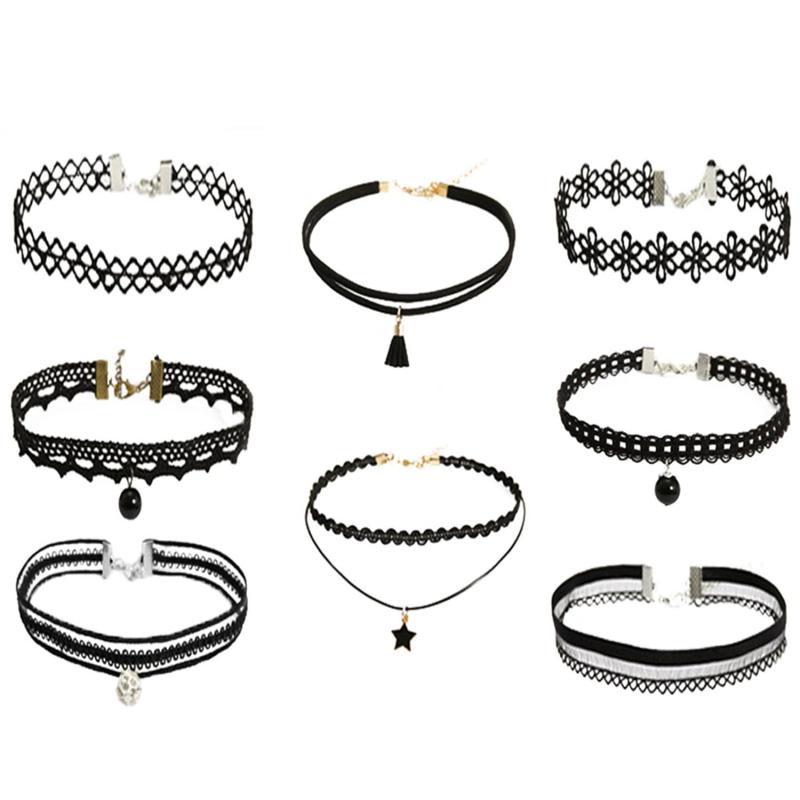 moahhally 8-Piece Kids Choker Set: Classic Chokers for Girls, Multicolored Necklaces