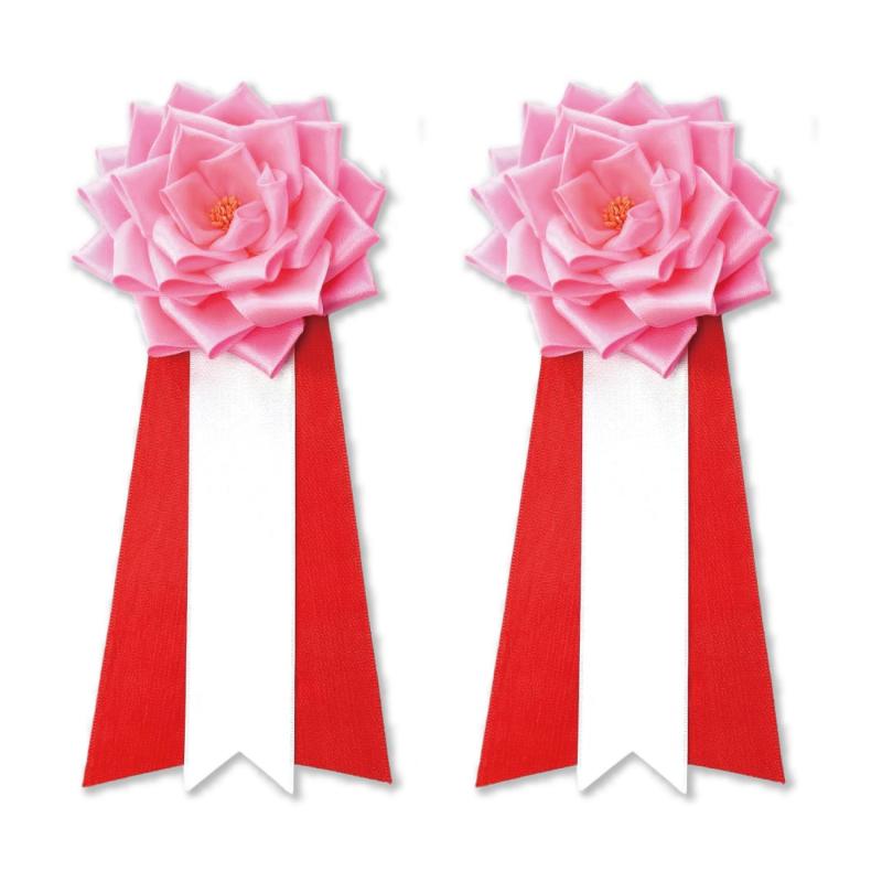 記章リボンばらピンク（大）式典/胸章/パーティ/イベント【2個セット】