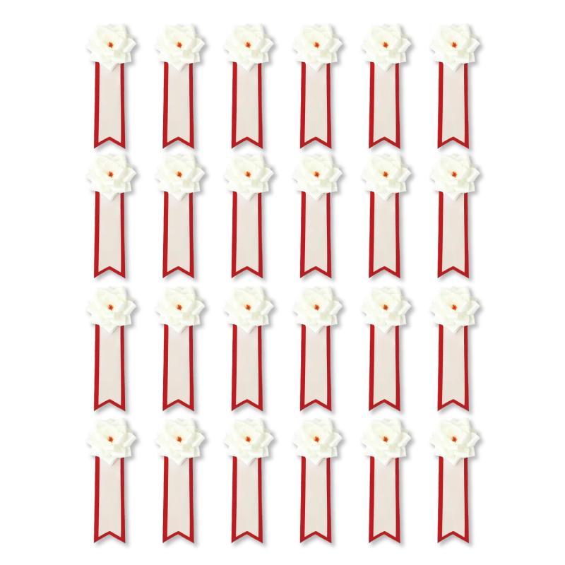 記章リボンばら白（特小）式典/胸章/パーティ/イベント【24個セット】