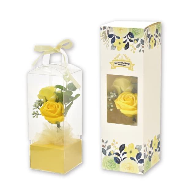 ポピー名古屋 ソープフラワー シャボンフラワー 造花 ギフト プレゼント 2輪ブーケ バラ 花束 約26.5cm 専用ケース付き S-191