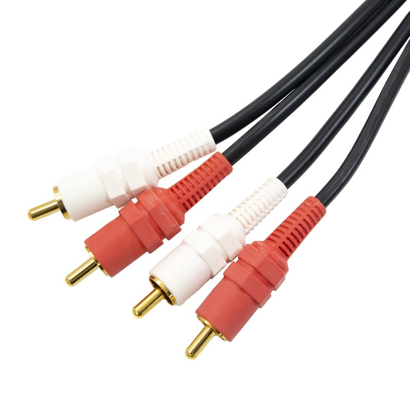スタンダード オーディオコード 2ピン - 2ピン RCA ケーブル 3m ゴールドプラグ 簡易包装 アンプ プレーヤー スピーカー などの接続に
