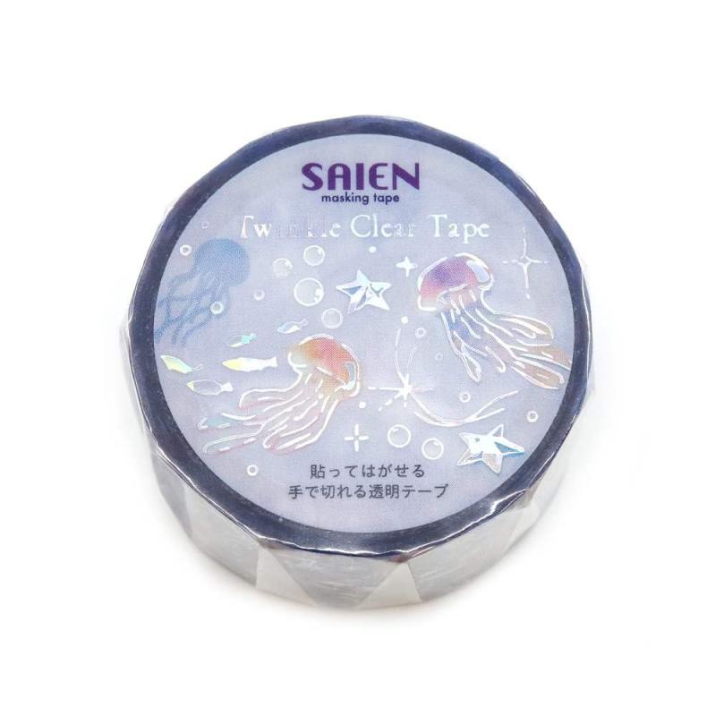 SAIEN Twinkle Clear Tape ホログラム箔 海月 20mm幅 マスキングテープ テープ 文房具 学生 かわいい ホログラム クリア クリアテープ HR-1022