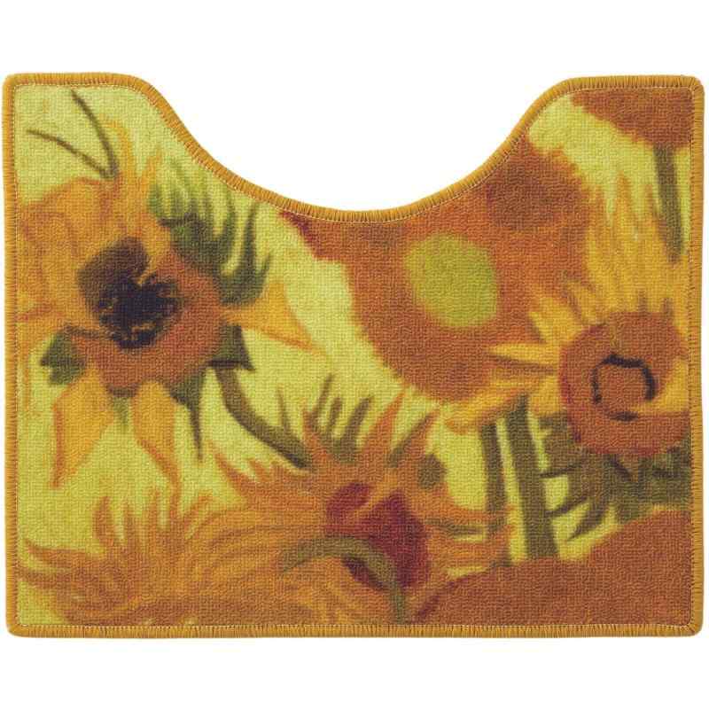 平津産業(Hiratsu Sangyou) 名画 トイレマット ゴッホ ひまわり 50×40cm 日本製 洗える おしゃれ レギュラー 可愛い 洗濯 すべりにくい おしゃれ 床 ファブリック アート インテリア 紫 便器 タンク