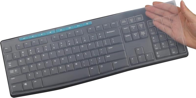 【Bookwarm】シリコンキーボード保護フィルム、透明保護フィルム、Logitech MK295 MK275 K200 MK200 K260 MK260 K270 MK270デスクトップキーボードに適しています