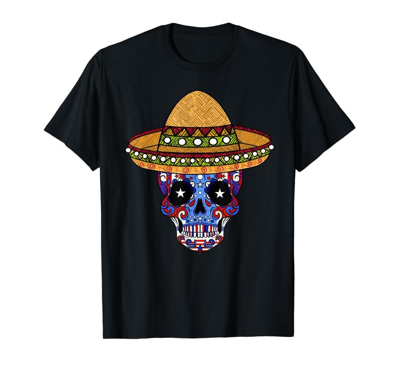Dia de los muertos US シュガースカル カラベラ メンズ レディース Tシャツ