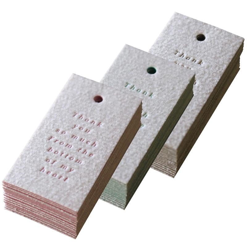 BAY LETTERPRESS サンキュータグ 20枚 活版印刷 ラッピング 結婚式 プチギフト 起毛紙 25×47mm