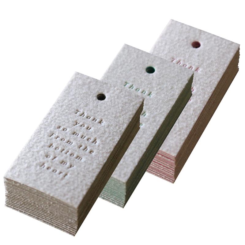 BAY LETTERPRESS サンキュータグ 20枚 活版印刷 ラッピング 結婚式 プチギフト 起毛紙 25×47mm