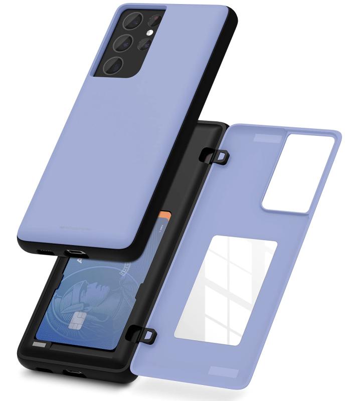 Goospery Galaxy S21 Ultra (6.8inches) ケース 背面 カード 収納 マグネット式 バンパー カバー S21U-MDB