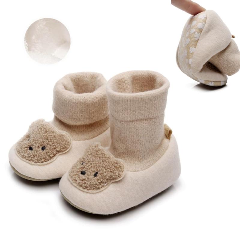 [VNGOLERRY] ベビーシューズ ベビー靴 ファーストシューズ ソックスシューズ ルームシューズ 幼児 柔らかい 綿 快適 軽量 滑り止め 歩行練習 室内履き 秋冬 春 裏起毛 男の子 女の子 かわいい 【柔らかい生地】：ベビーシュー...