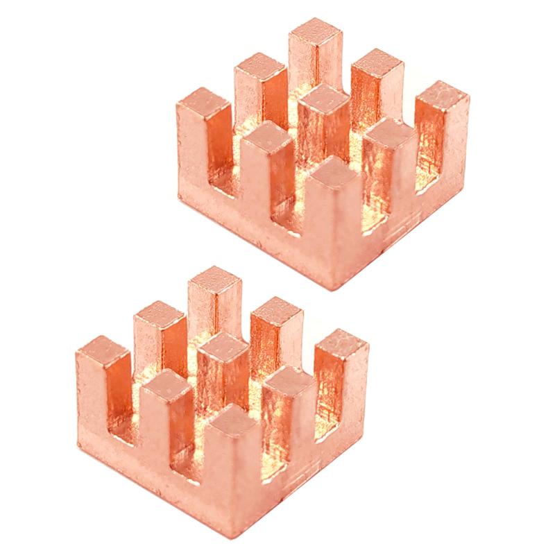 Haojiaho 純銅ヒートシンク 10x10x6mm 熱伝導性粘着シート付き 熱暴走対策 ヒートシンク 銅 CPU ICチップ 回路基板 精密機器用 冷却ラジエーターフィン 2個セット