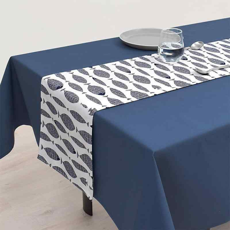 乐天商城 - スタイルデコール(STYLE Decor) テーブルランナー・テーブルセンター (30cm×180cm) 綿100% リバーシブルタイプ ブルーフィッシュ W2600520