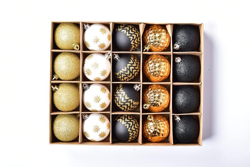 クリスマスオーナメントボールセット 6cm/20pcs GD/WH/BK/GD/BK 7760308 ...