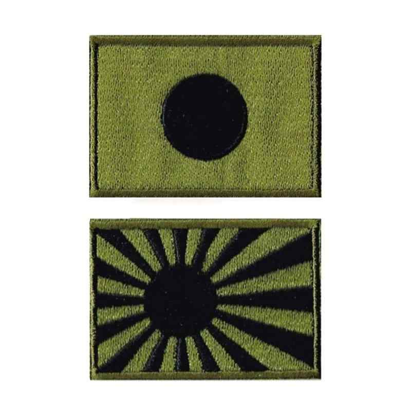刺繍 ミリタリー 自衛隊 サバゲー 戦闘服用 ワッペン WappenCook 国旗 日の丸 + 旭日旗 S OD 2点セット サイズ 約4.5cmx6.5cm アイロン接着サイズ 約4.5cmx6.5cmアイロン接着ワッペン日本製 MADE...