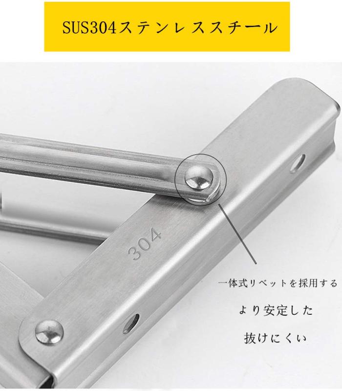 Homeme 棚受け金具 L字型 SUS304ステンレス鋼 2本入 耐荷重80kg 棚支え ブラケット 折りたたみ 金具 vision-stores-10166361 ビジョンストア サンプル画像3