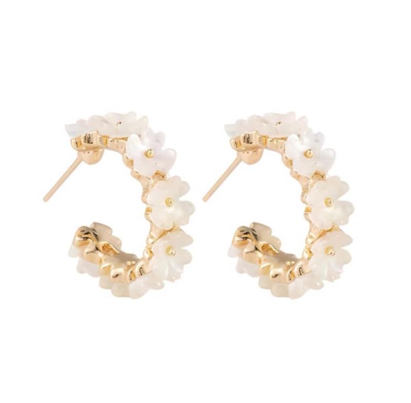 Iris Apricot お花 ピアス フープピアス シンプル Silver925 金属アレルギー対応 男女兼用 リング フー..