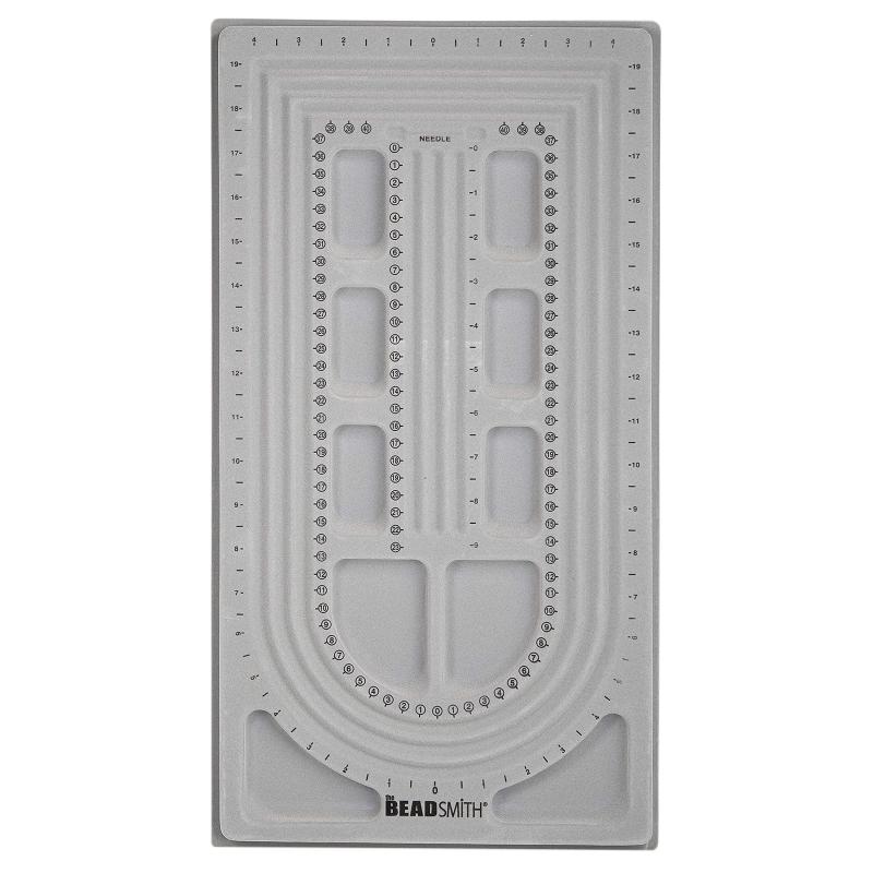 Beadsmith ビーズボード、グレーフロック加工、U字型3個、ストレートチャンネル3個、10 x 18.5インチ、ブレスレット、ネックレス、その他のジュエリーを作るためのデザインボード。