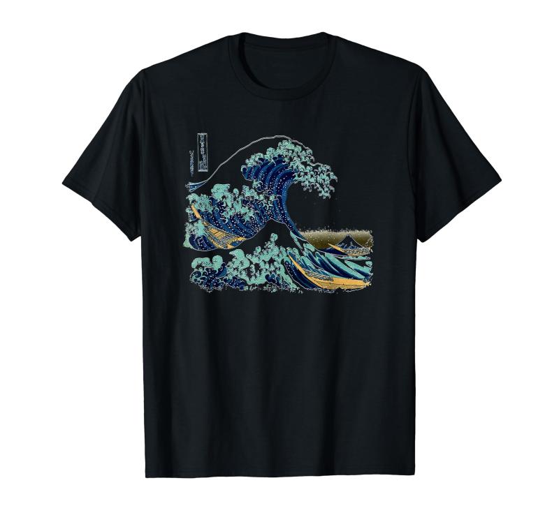 Rakuten - 葛飾 北斎 神奈川沖浪裏 有名なヴィンテージアート スタイリッシュ Great Wave Hokusai Stylish Tシャツ