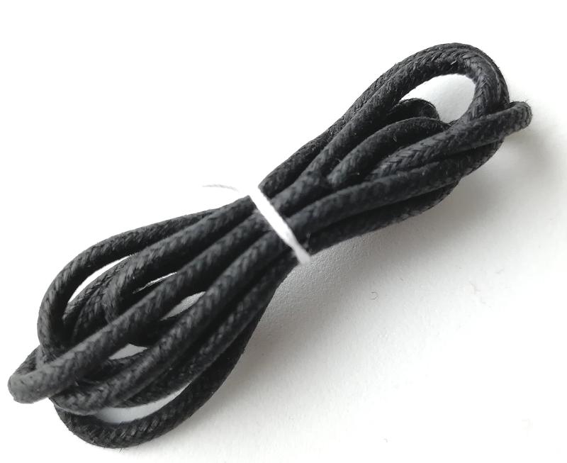 ワックスコード(ロー紐) ロー引き紐 丸紐 約2mm ネックレス紐やアクセサリー紐に最適 30.黒 3m（1625)(3.0)