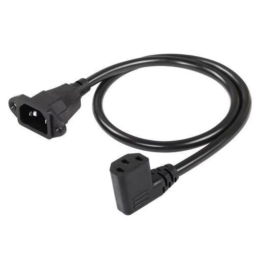 CERRXIAN IEC 320 C14 オス C13 メス 90 ° アダプター PDU PSU UPS 3-ピン AC パワー 延長 ケーブル 0.6M S サイズ ブラック CERRXIAN IEC 320 C14 オス C13 メス 90 ° アダプター PDU PSU UPS 3-ピン AC パワー 延長 ケーブル 0.6M S サイズ ブラック