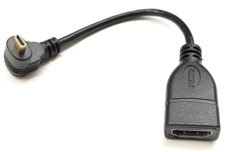 オーディオファン 90度 マイクロHDMIオス - HDMIメス ケーブル 長さ15cm