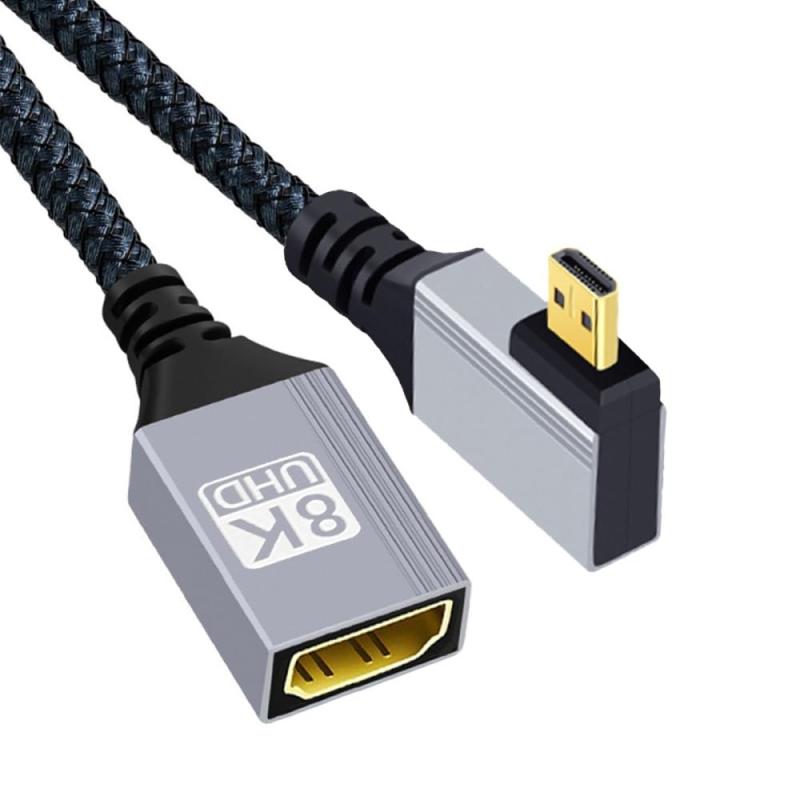 xiwai 4K MINI HDMI 1.4 オス 90 度角度付き HDMI メス延長ケーブル DV MP4 カメラ DC ラップトップ用
