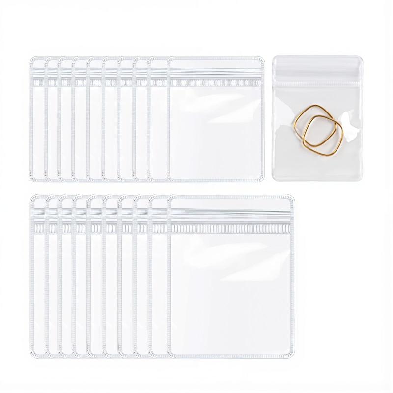 Rakuten - ジュエリー袋 PVC 100枚 透明 ジッパー袋 2サイズセット アクセサリー収納 防水 防塵 密閉 抗酸化 小物 整理 ネックレス リング ピアス 持ち運び 旅行 出張 仕分け 一目瞭然 収納ケース ビニー