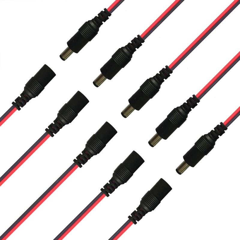 Kabenjee 18AWG DC電源コネクタ ジャック コネクタ 10x 5.5mmx2.1mm DCオス電源ピグテール 2.1×5.5mm DC メス電源ピグテール 50cm長DC電源クイックコネクタ DC電源接続ケーブル 太陽充電DCコネクタ CC