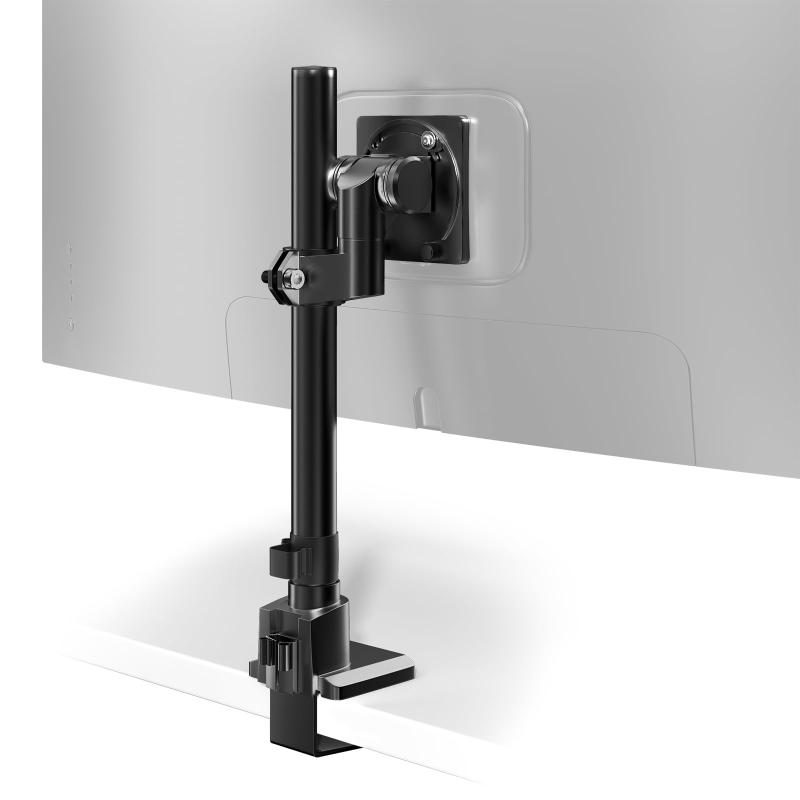 ACCURTEK 大型 モニターアーム 1画面 シングル 57インチ (2~27kg対応/湾曲モニター2~22kg対応) VESA規格対応 ロング ポール デスクマウント 高さ調整可能 スチール製 1個 1関節 ポール安定感抜群：高耐久設計により、最大57インチ、27kgまでのモニターをしっかりと支えることができます；強化されたベースは安定性を高め、デスクとモニターの両方をしっかり保護します；どんな環境でも安心して使用できる、信頼性の高い構造ですユニバーサルな互換性：VESA規格（75x75mm、100x100mm、200x100mm、200x200mm）に準拠したほとんどのモニターやテレビに対応しています；幅広い機種に対応可能で、ほとんどの液晶テレビやディスプレイに取り付けができます高さと角度調整：最大51cmまでの高さ調整が可能で、33cmの高さ調整範囲を提供します；さらに、後方60°、前方20°の傾斜調整が可能で、左右各90°、360°回転もサポート；これにより、最適な視野角を簡単に調整でき、快適でエルゴノミクスに優れた作業環境を作り出しますスペースの有効活用：モニターアームを使用することで、スタンドが不要になり、デスク上を広く使うことができます；デスク下に空間を作り出し、仕事環境をすっきりと整理できます；また、内蔵のケーブル管理機能により、ケーブルがすっきりと整理され、デスク周りを常に清潔に保てます簡単な取り付け：クランプ式とグロメット式、どちらの取り付け方法にも対応しており、天板の厚さは10mmから50mmまで対応可能です；必要なすべての部品が同梱されており、簡単に取り付けができるため、面倒な作業をせずに迅速に使用を開始できます