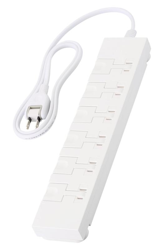 エレコム 電源タップ 雷ガード 6個口 イージーリリースタップ 【 マグネット 回転脚パーツ 吊り穴 】 極性対応 ほこりシャッター スイングプラグ ホワイト T-KF07M-26