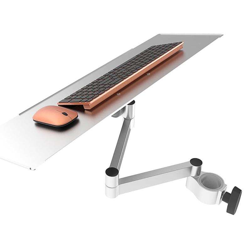 キーボードトレイ,鋼管取付キーボードトレイ,38 mm円筒形マウント アルミ合金製キーボードとマウストレイ,モニタースタンドアームアクセサリー フェンシング設計プログラム VESA100×100MM