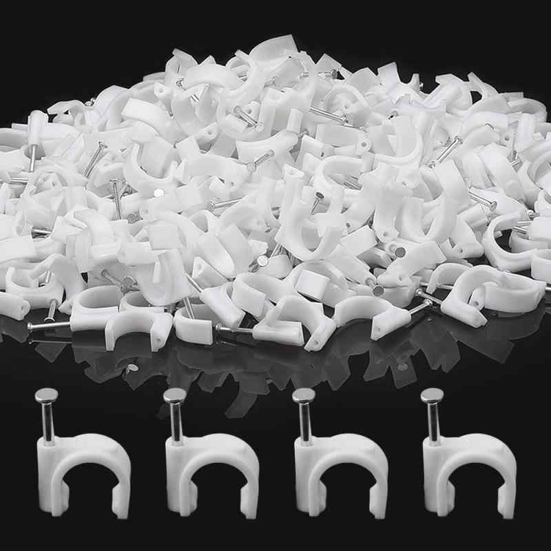 ケーブルステップル 100個セット 6mm/7mm/8mm/10mm 配線止め コード止め 釘止めタイプ ケーブルクリッ..