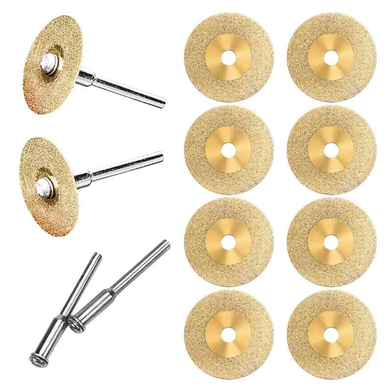 ミニダイヤモンドカッター 直径22mm 10枚入 2.35mm軸2本＋3mm軸2本 ダイヤモンドカッティングディスク ..