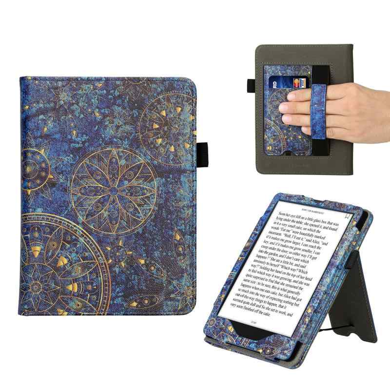 kwmobile Kindle Paperwhite 11. Generation 2021対応 ケース - 電子書籍カバー PUレザー - オートスリープ reader プロテクション ふくろう居眠りデザイン ターコイズ/茶色/ミント