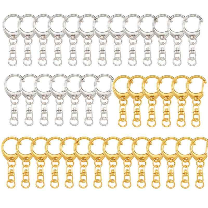 YFFSFDC キーホルダー金具回転カン付き ハンドメイド キーリング アクセサリー ネックレス ブレスレット アンクレット 金具 留め具 DIY 手芸用品 パーツ 2色ゴールド、シルバ、ローズゴールド