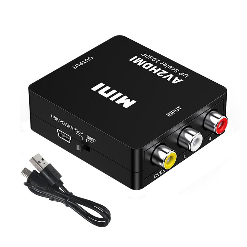 ALLVD RCA to HDMI変換器AV to HDMI変換RCA組み合わせ（赤、白、黄）三色端子hdmi変換アダプタ1080 P/720 P切替Mini USB電源ケーブル*1 TVBox、旧DVDレコーダ、カセットレコーダー、旧ゲーム機（PS 1