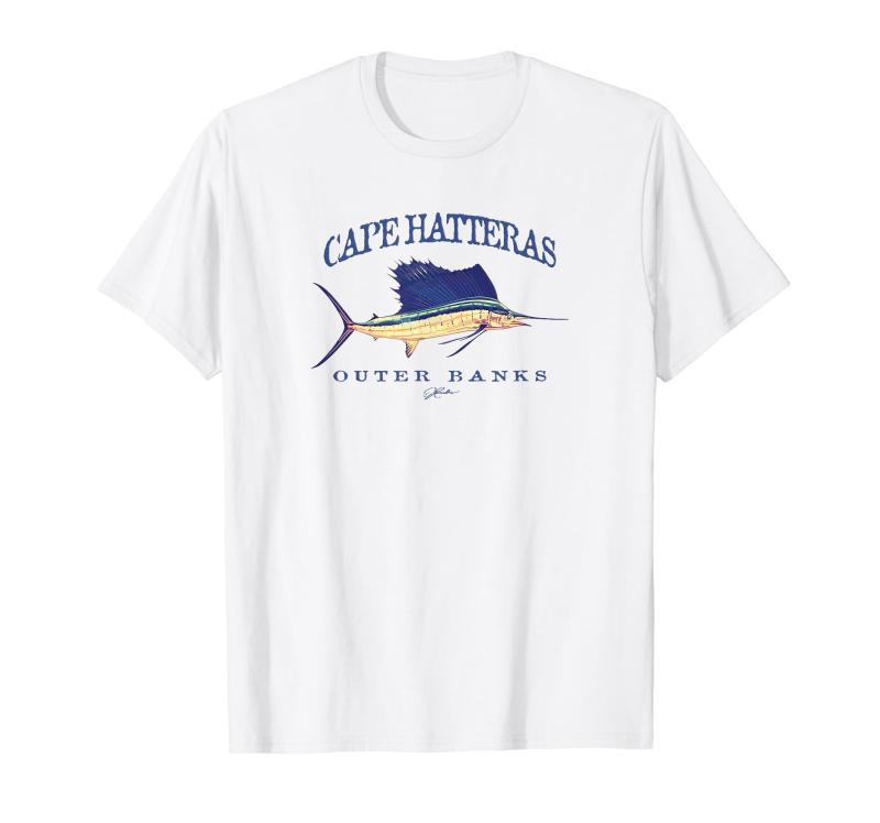 JCombs ハッテラスケープ、アウターバンク、ノースカロライナ、ヴィンテージカジキ Tシャツ