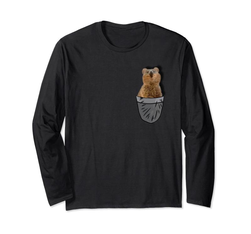 乐天商城 - かわいいクオッカ ポケットをのぞく 面白いクオッカ 長袖Tシャツ