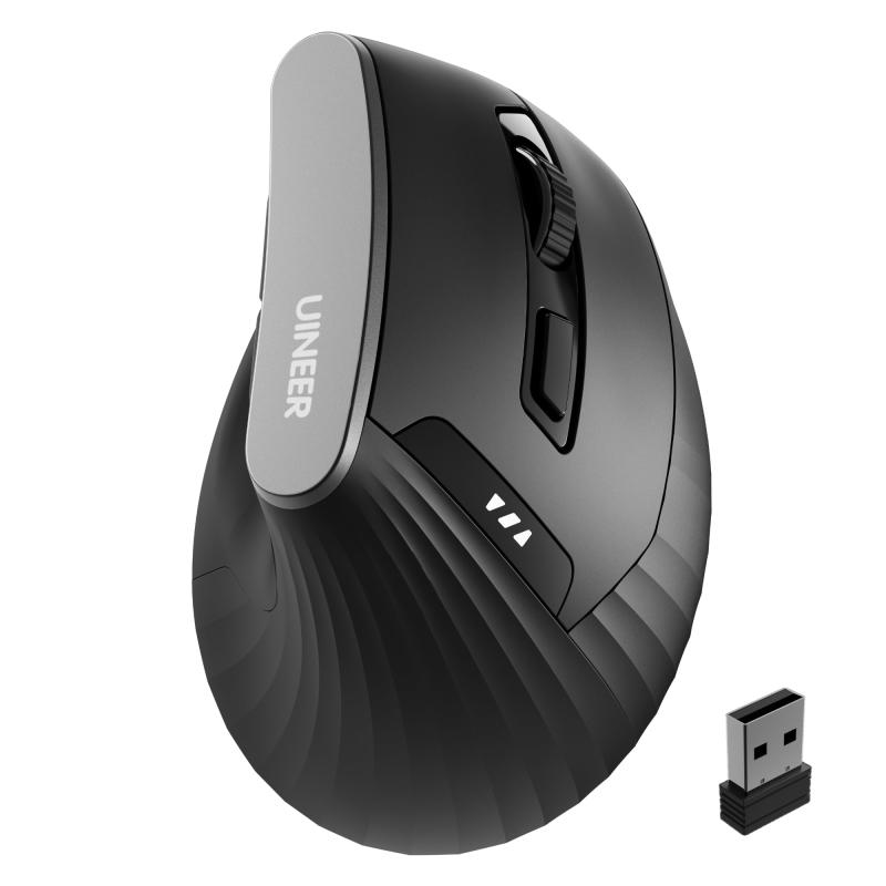 縦型ワイヤレスマウス2.4GHz無線 充電式 バッテリーインジケーター 4段DPI調節 付きエルゴノミクス設計 オフィスや在宅勤務に最適な手首負担軽減マウス