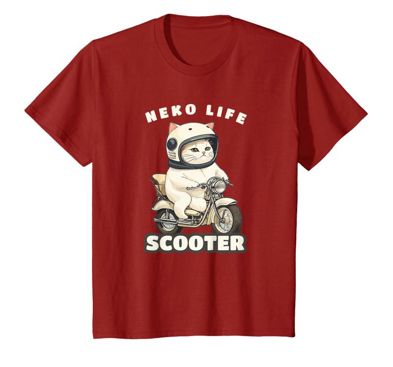 猫 ネコ 白猫 イラスト 原付 スクーター バイク 猫好き バイク好き かわいい おもしろ レトロ Neko life Tシャツ