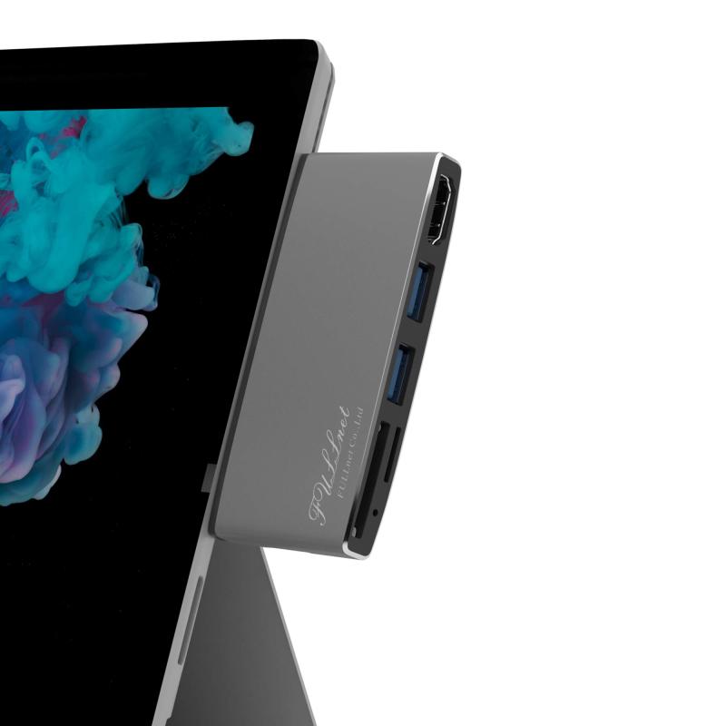 フルネット Surface Pro4用メタルケースドッキング、Surface Pro4エッジシェイプとのUSBおよびminiDPコネクター、USB 3.0ハブ、SD/TFカードリーダー、TFカードリーダー（固定可能スロット）、HDMIアダ