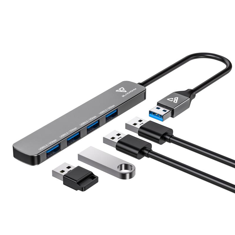 USB 3.0 ハブ 増設 4ポートUSB A ハブ 5Gbps高速転送 スリム軽量ハブ 4in1 USB ハブ MacBook/iMac/Surface Proに対応 ノートPC適用 Mac OS/Windows/Chromebook/Linux/PS