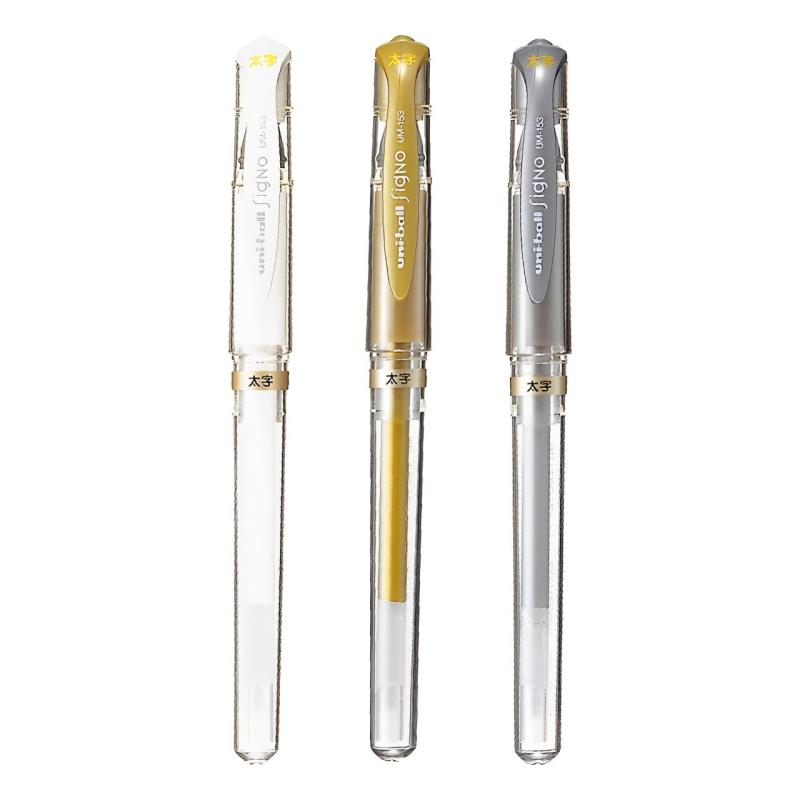 Rakuten - 三菱鉛筆 ユニボール シグノ UM-153 太字 1.0mm 白・金・銀 3本セット
