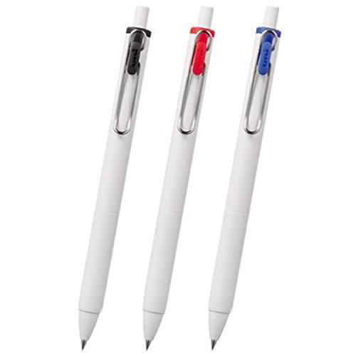 三菱鉛筆 ゲルインクボールペン uni-ball one ユニボール ワン 0.38mm 黒・赤・青 白軸 3本セット【ボール径】0.38mm【軸色】オフホワイト【インク色】黒・赤・青=3本セット