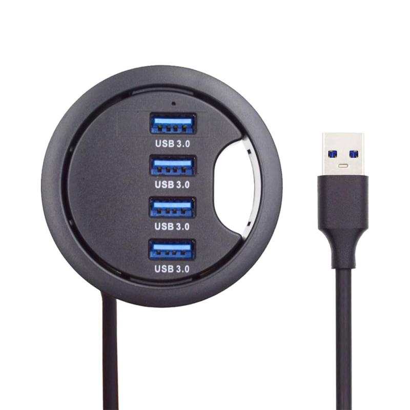 Xiwai USB 3.0 ハブ スプリッター、USB マルチポート エクスパンダー 60mm デスク グロメット ドック ステーション インターフェース PC デスク デスクトップ用