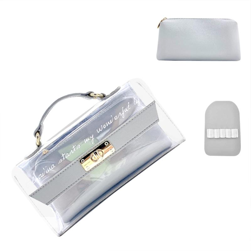 ペンケース クリア 筆箱 シンプル 化粧ポーチ ペンポーチ 多機能 ツールペンケース 防水 メイクポーチ ..